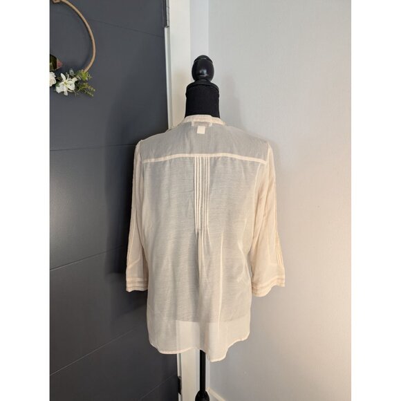 Coldwater Creek Womens Ivory Sheer Button-Front Blouse Size Medium - Picture 4 of 11